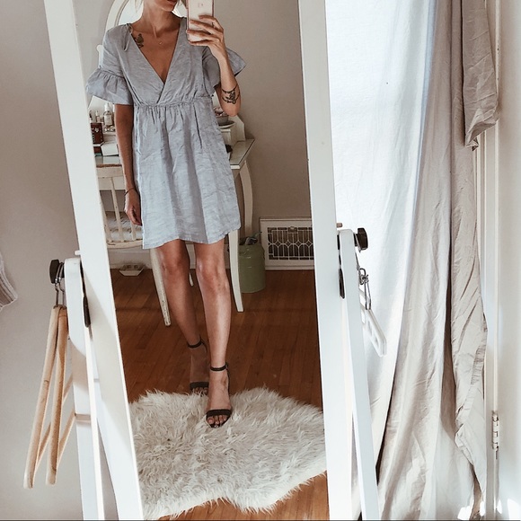Zara- Blue Linen Baby Doll Dress - Picture 3 of 5